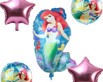 Ariel Balloon Set, Little Mermaid Party Decor, Under The Sea Balloons