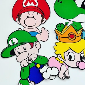 Pie de personaje de bebé de 2 pies, Mario, Luigi, Peach, Yoshi Die Cuts, Mario Photo Props