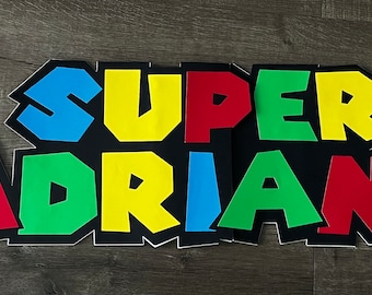 Super Mario Name Sign | 3ft Colorful Party Backdrop