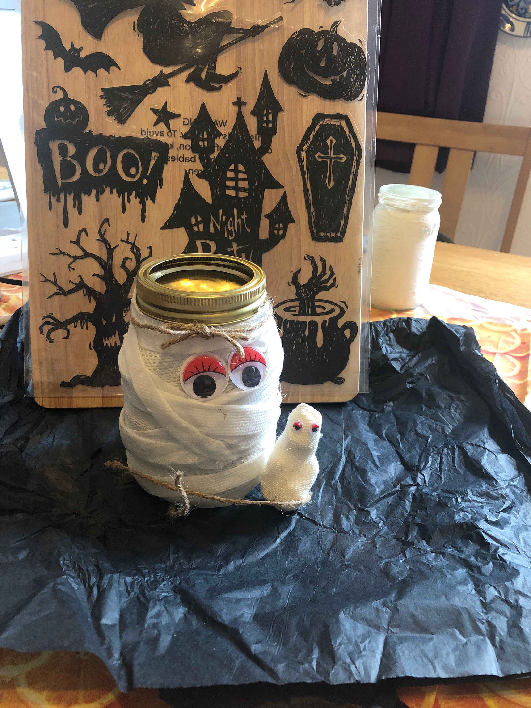 Handmade Halloween Mummy Mason Jars Etsy