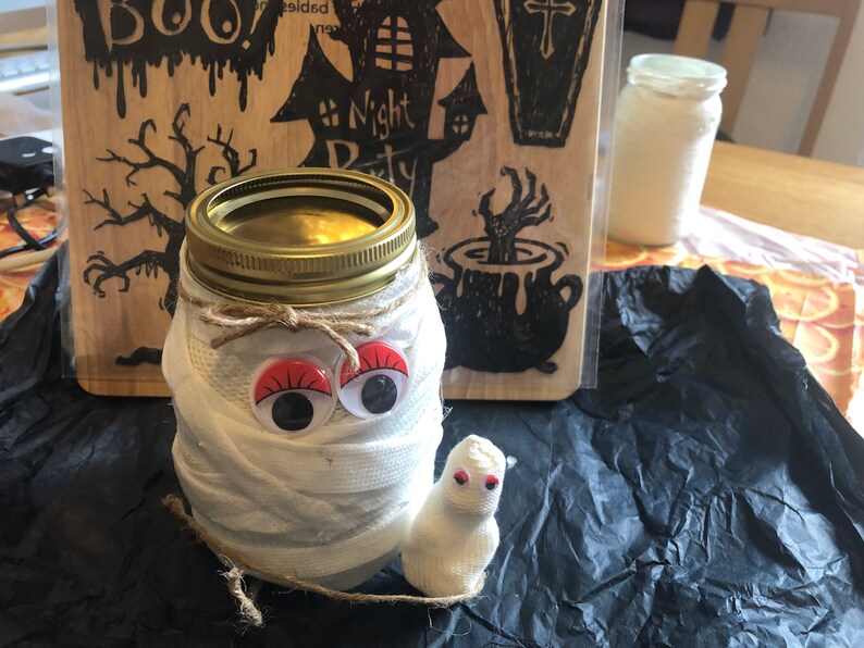Handmade Halloween Mummy Mason Jars Etsy