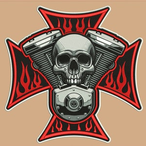 Motorcycle Skull Motor Embroidery file