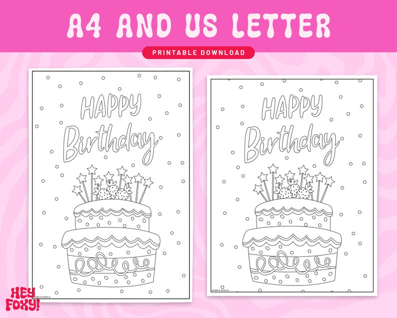 Kids Birthday Party Colouring Pages Printable Coloring Sheets, Happy