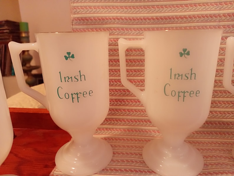 Vintage Irish Coffee Milk Glass Cup Set of 6 Etsy