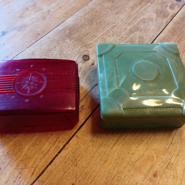 2 Vintage Plastic Toiletries Boxes