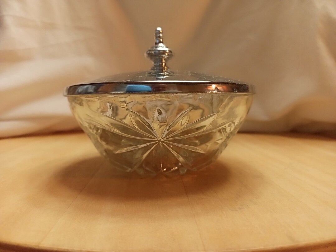 Glass Crystal Candy Dish With Lid Etsy