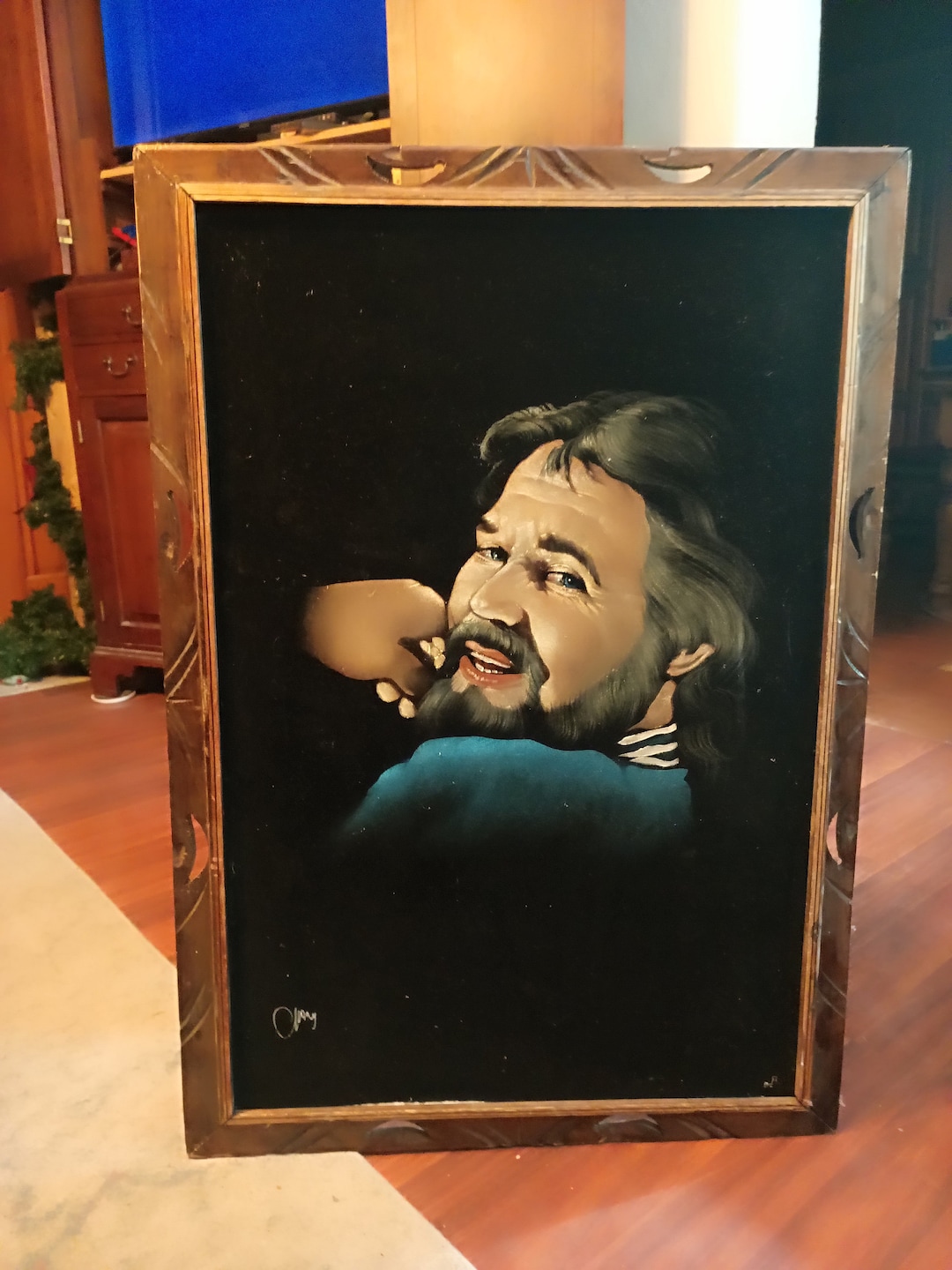 Kenny Rogers Black Velvet Painting Etsy
