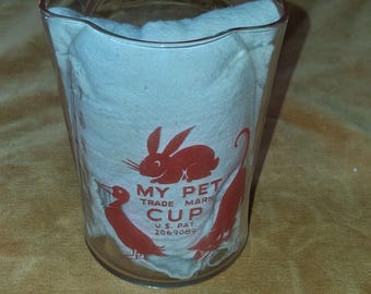 Vintage Glass My Pet Cup/ Measuring Cup