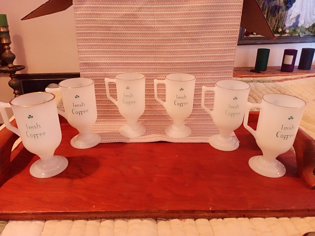 Vintage Irish Coffee Milk Glass Cup Set of 6 Etsy