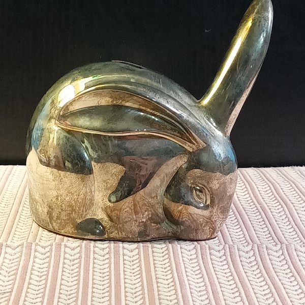 Alcancía vintage Godinger plateada con forma de conejo