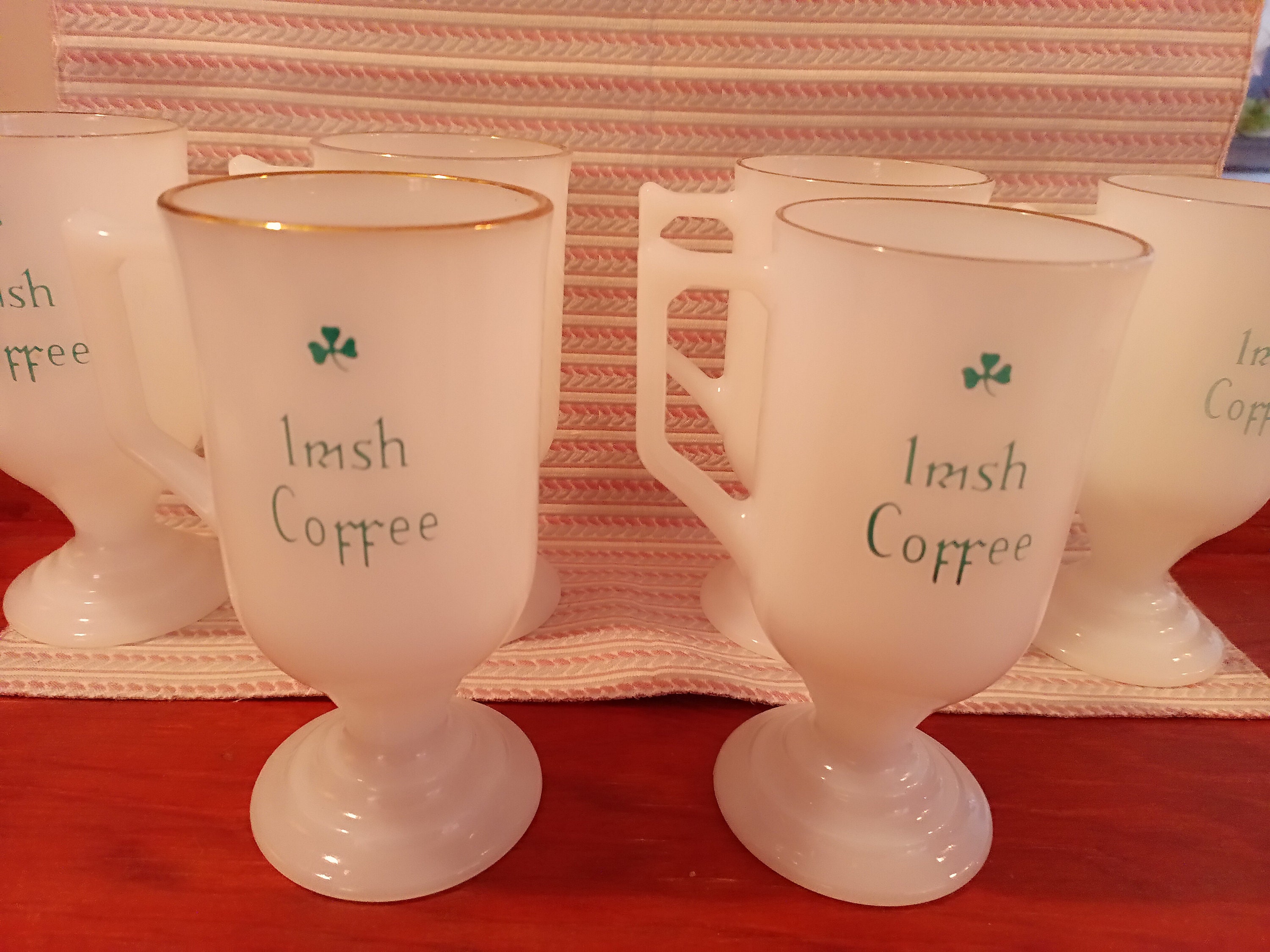 Vintage Irish Coffee Milk Glass Cup Set of 6 Etsy