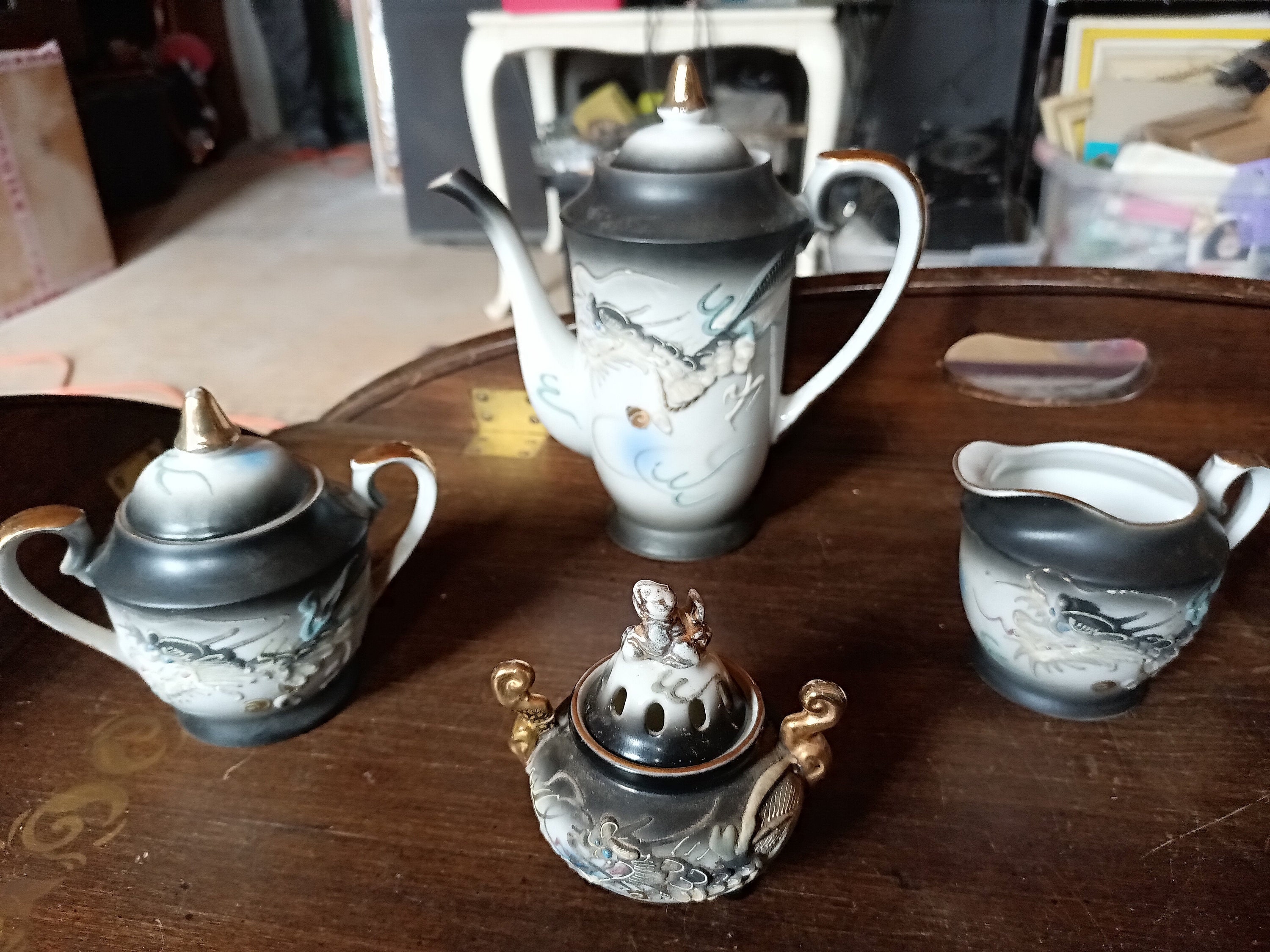 Vintage Japanese Dragonware Tea Set Etsy