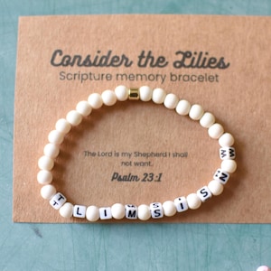 Pslam 23 bracelet, The Lord is my Shepherd Scripture memory bracelet