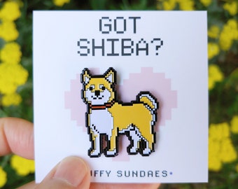 Shiba Inu 8 bit pixel Enamel Pin Great Gift for Shiba Inu Lovers and Shiba Inu Owners! Cute Enamel Pin