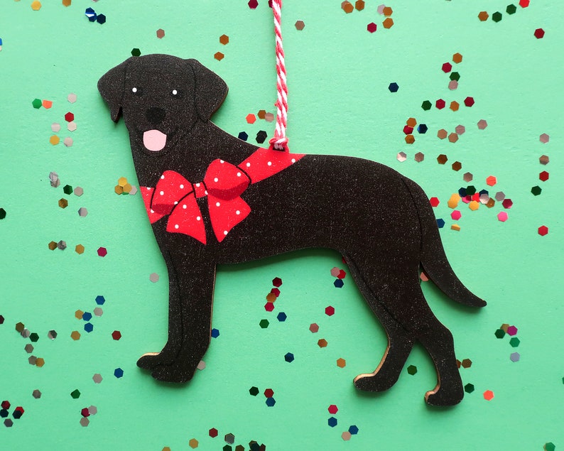 Labrador Retriever Black Christmas Ornament Personalized Handmade Wooden Dog Ornament Dog Christmas Tree Ornament Gift for Lab Lovers image 1