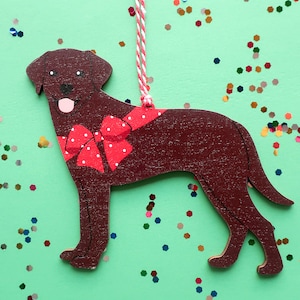 Labrador Retriever Schokoladenlabor Weihnachtsschmuck Personalisiert Handgemacht Holz Hundeschmuck Hund Weihnachtsbaum Ornament Geschenk für Lab Liebhaber