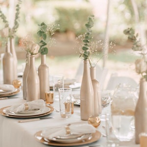 Gold Wine Bottle Centerpiece, Metallic Wine Bottles, Wedding Centerpiece, Bridal Shower Decor, Table Centerpieces