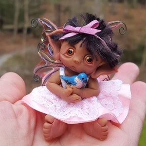 Fairy with Bluebird, Handmade, Made to Order, Fantasy Baby Miniature