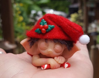 Christmas Elf Miniature, Made to Order, Handmade, Fantasy Baby Doll