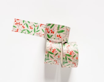 Hand Painted Winter Berries Washi Tape: Botanical Scrapbooking Crafts