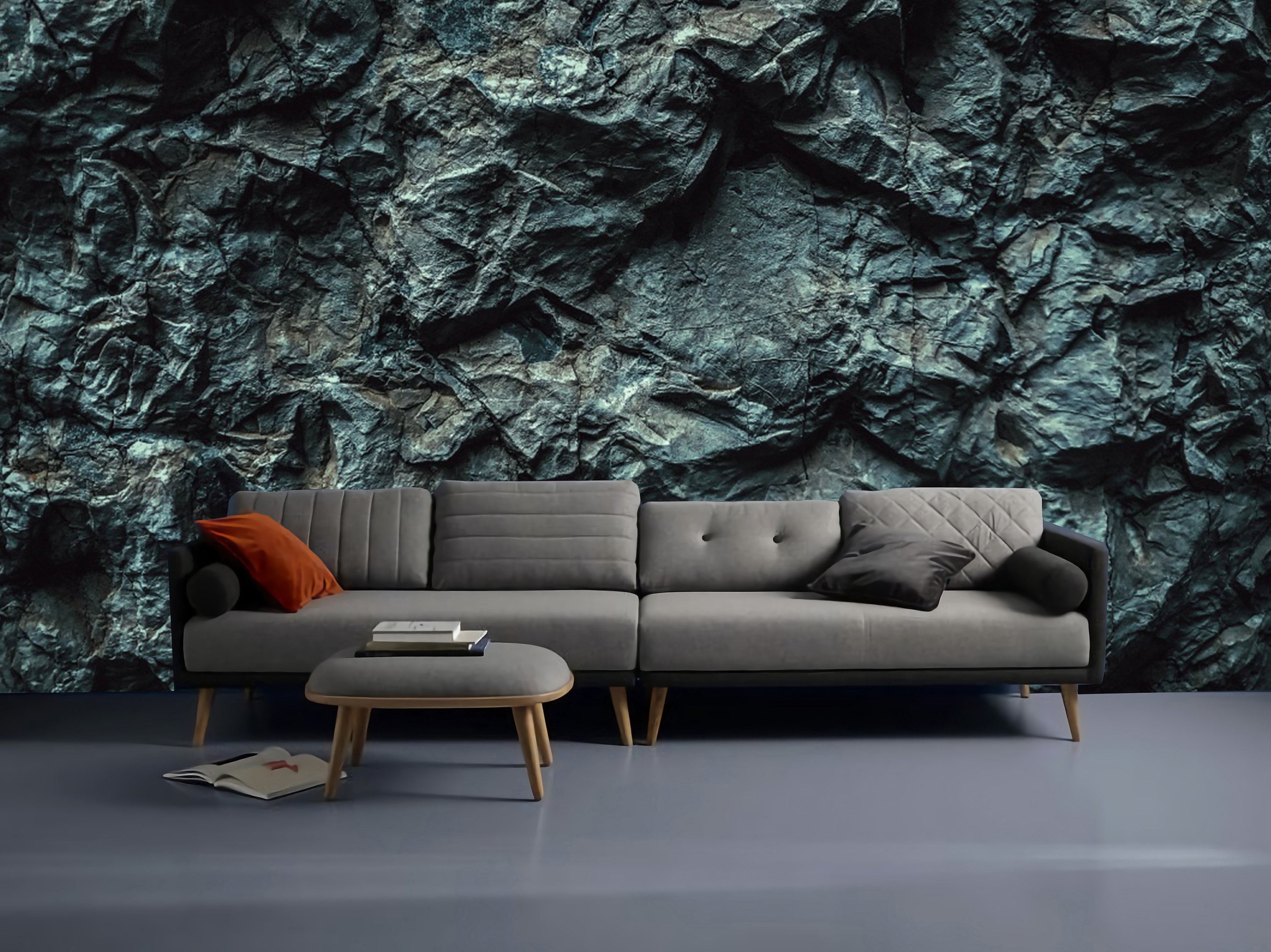 Color versions of cave wall, Imitation cave wallpaper, Dark rock cave mural, natural stone wallpaper, Rock wall, Blue gray stone wallpaper