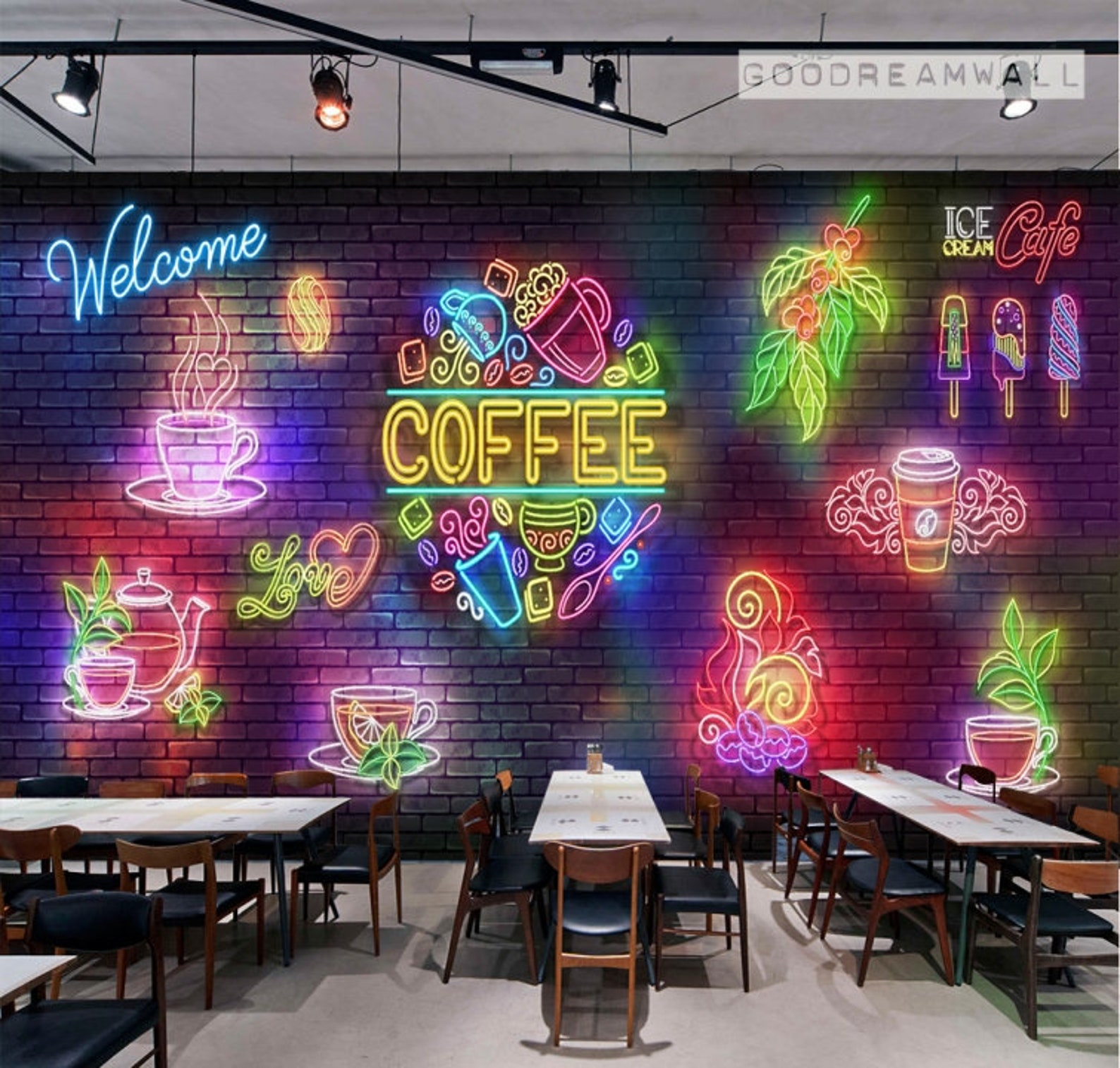 Coffee Wallpaper Neon Coffee Wallpaper Neon Wallpaper - Etsy Australia