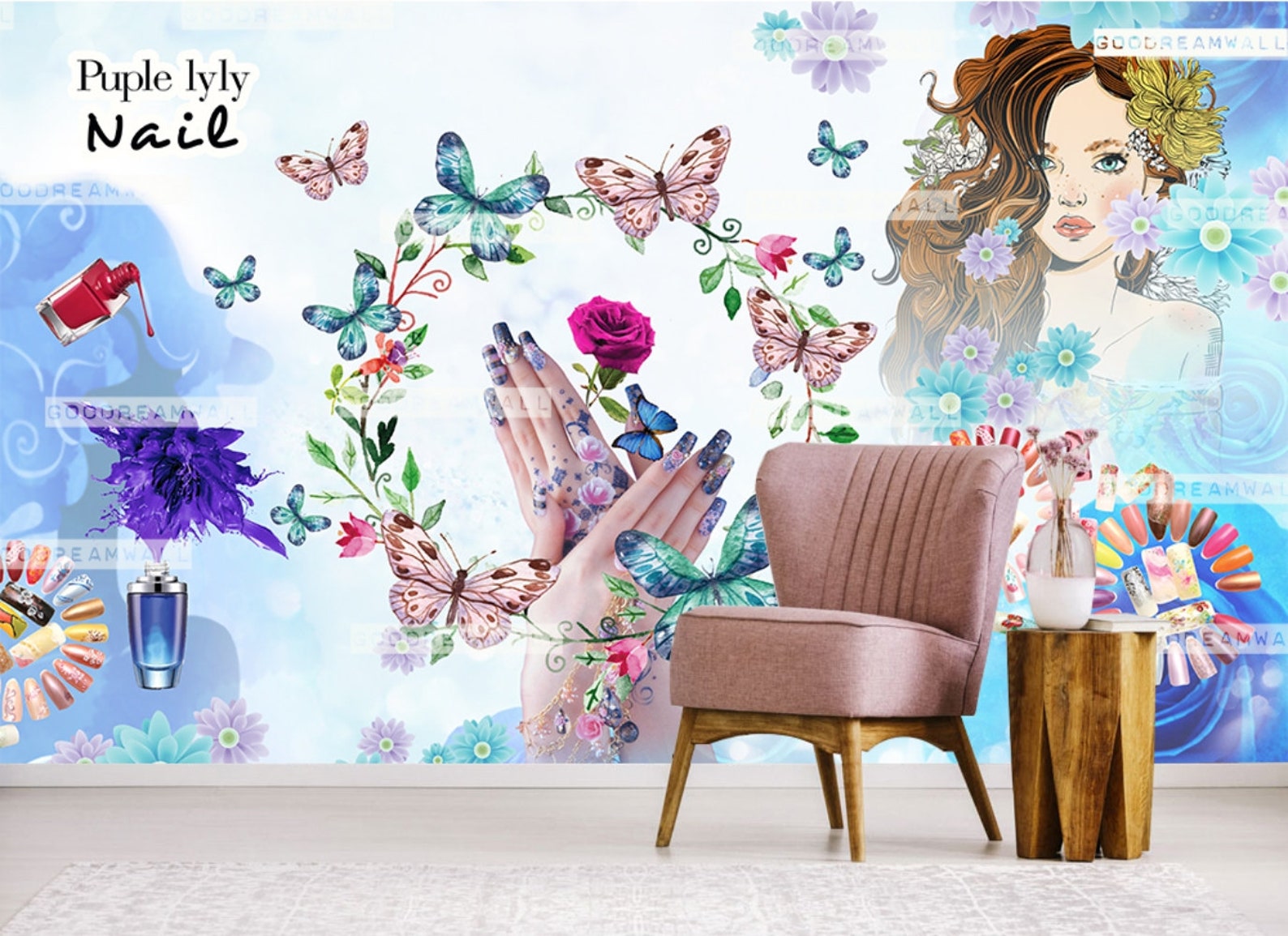 Nail Wall Mural Nail Salon Wallpapers Beauty Salon Wall - Etsy