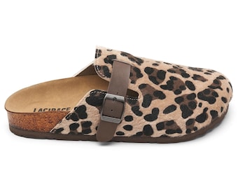 THANKSGIVING GIFT - Women's Leopard Vegan Leather Clogs: Women's  Cork Arch Support Sandals