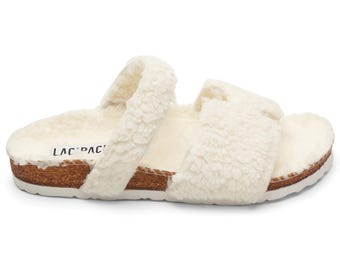 THANKSGIVING GIFT - Women's Fluffy Wool Vegan Leather Sandals: Women's  Double Buckle Slides