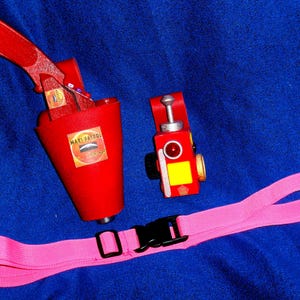 Conjunto de pistola bláster y radio espacial "Mars Space Patrol" de estilo vintage personalizado.