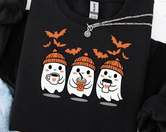 Schattige Halloween koffiespookjes digitaal ontwerp | Spook clipart PNG | Spookachtige schattige Halloween SVG's | Halloween PNG-ontwerp | Halloween shirt