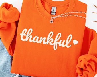 Thankful-sweater | Thanksgiving-sweater | Herfsttrui | Herfstshirt | Thanksgiving-cadeau | Gezellig seizoensshirt | Herfstshirt met ronde hals