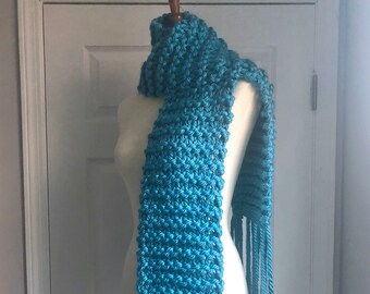 Chunky Knit Scarf with Fringe