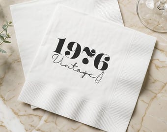 50th Birthday Cocktail Napkins 1976 Vintage | 50th Birthday Party Decor | Class of 1976 Reunion | 1976 Personalized Party Napkins Set of 50