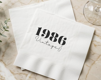 40th Birthday Cocktail Napkins 1986 Vintage | Birthday Party Napkins | Class of 1986 Reunion | Born in 1986 Personalized Anniversary