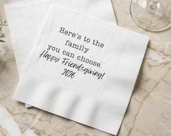 Happy Friendsgiving 2026 Party Napkins | Friendsgiving Dinner Napkins | Friendsgiving Decor | Friendsgiving Party Cocktail Napkins Set of 50