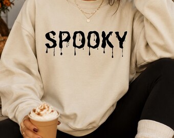 Spooky Sweatshirt | Halloween Crewneck | Cozy Spooky Season Pullover | Aesthetic Fall Sweater | Cute Oversized Halloween Shirt Spooky Vibes