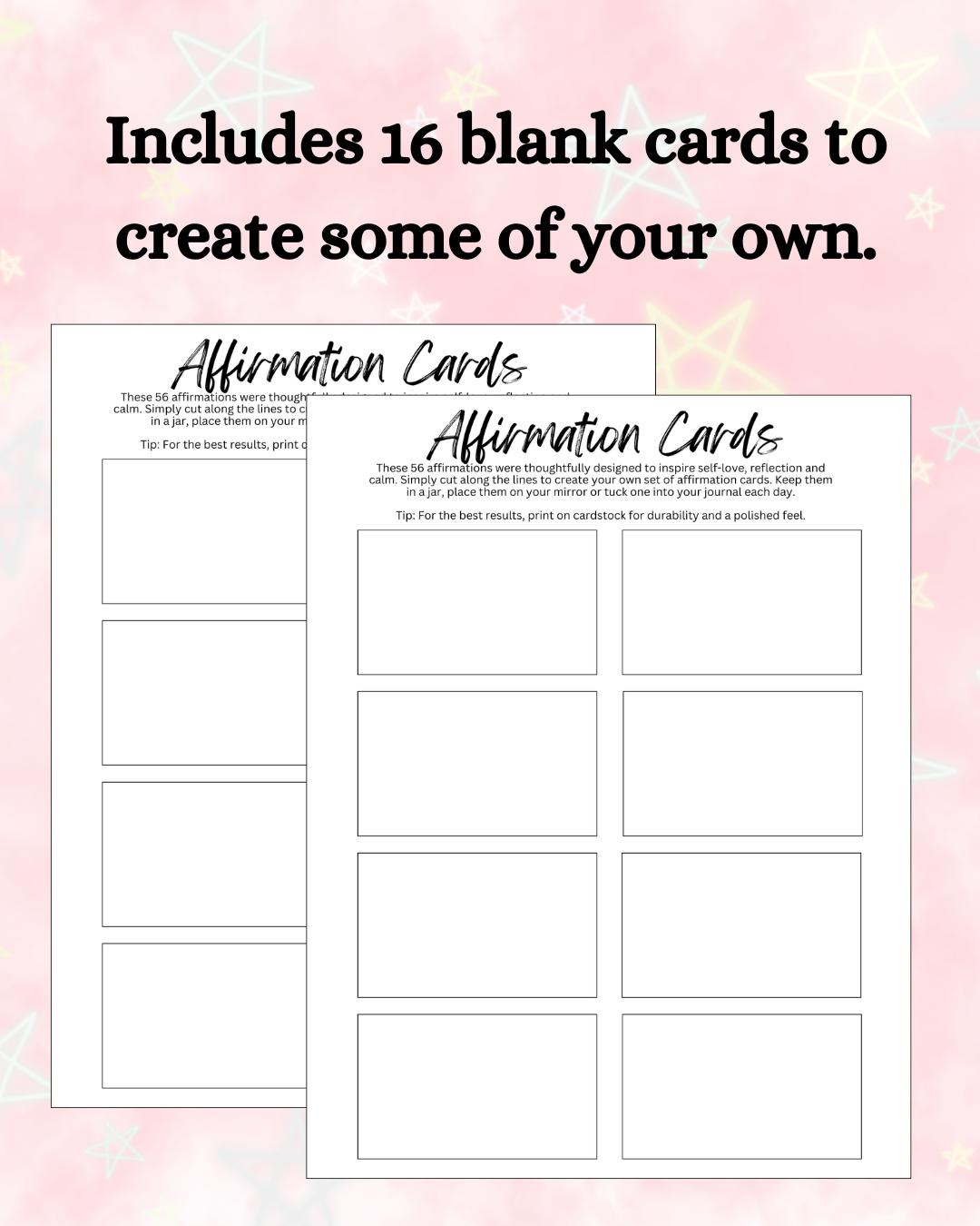 56 Affirmation Cards Printable | Affirmation Card Set | Vision Board ...
