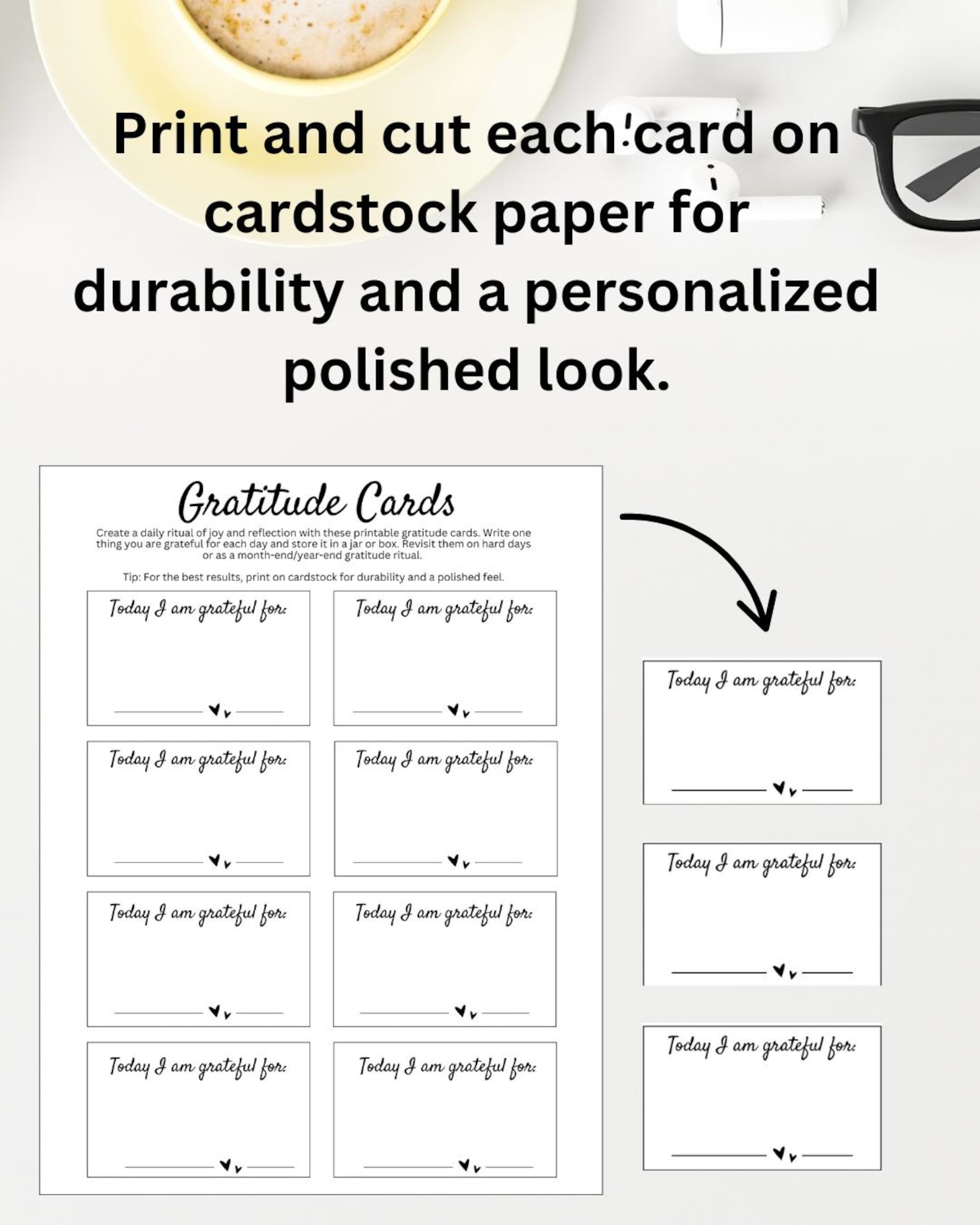 Printable Gratitude Cards // Daily Reflection Notes for Jar or Box ...