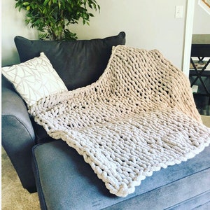 Chunky Knit Blanket, Chenille Blanket image 4