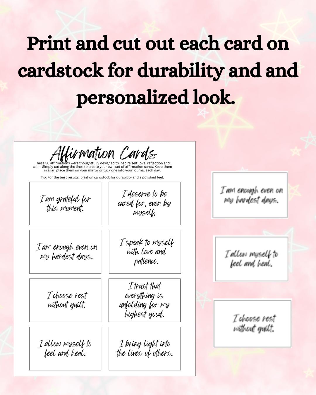56 Affirmation Cards Printable | Affirmation Card Set | Vision Board ...