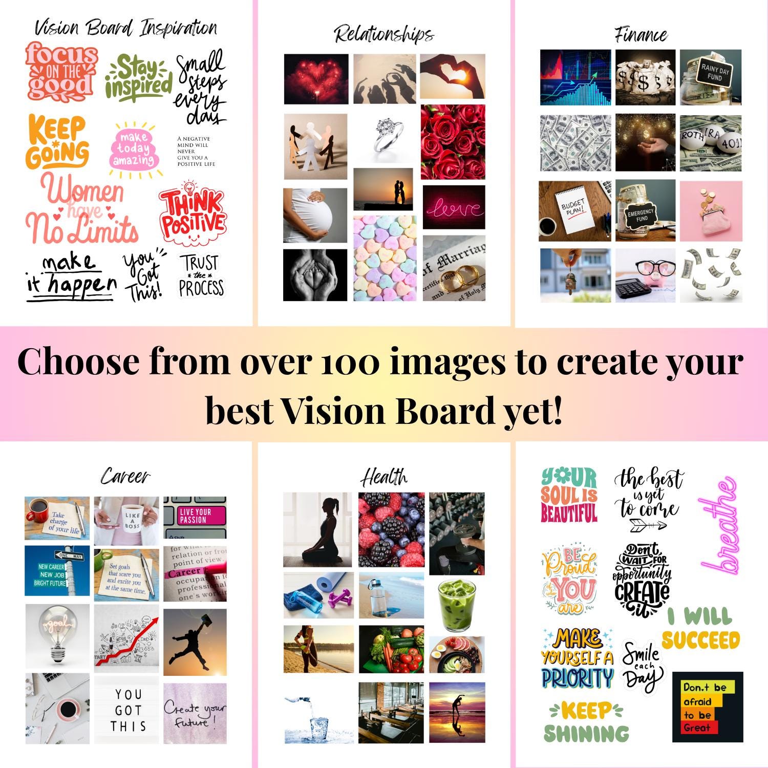 Vision Board Kit | 2026 Aesthetic Vision Board Pictures | 2026 Goals ...