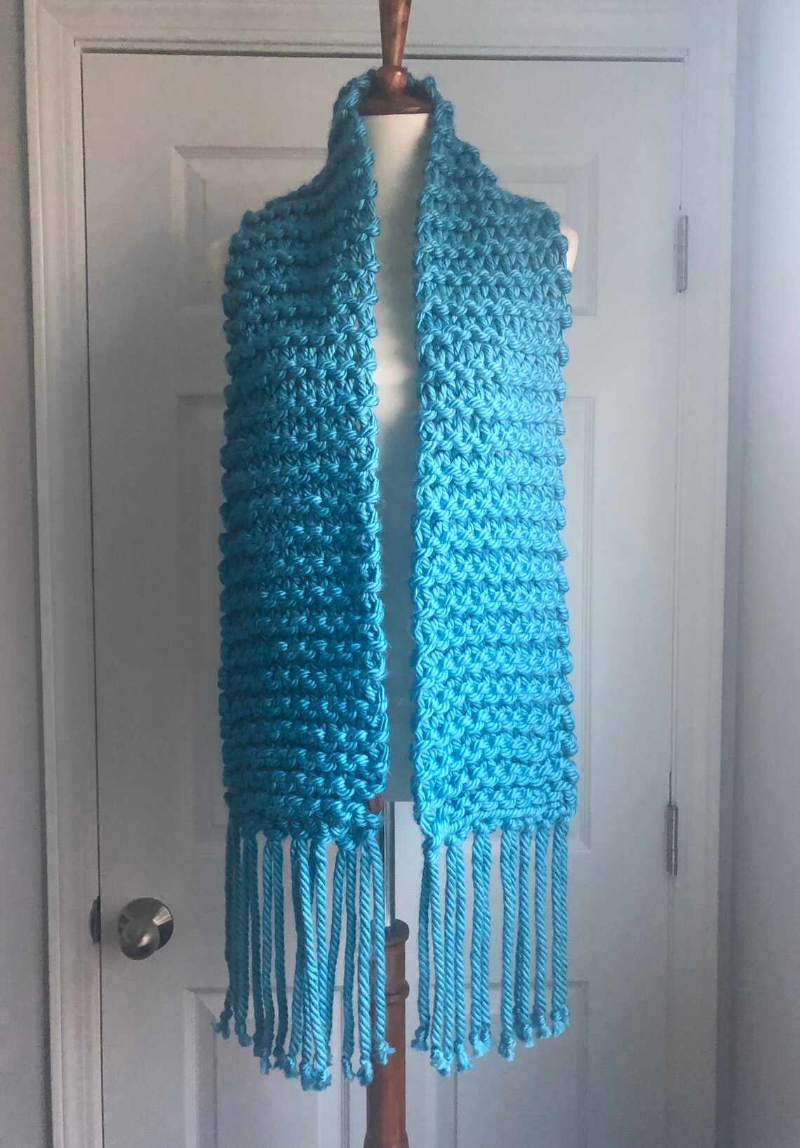 Chunky Knit Scarf With Fringe Etsy