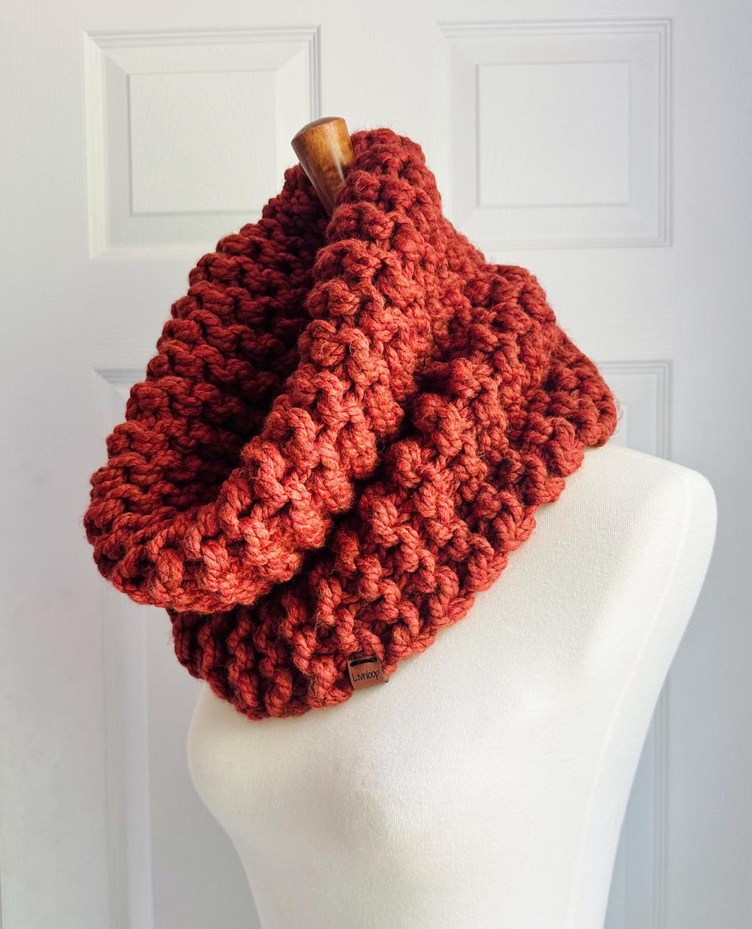 Chunky Knit Cowl Scarf | Cozy Hand Knit Neck Warmer | Winter Infinity ...