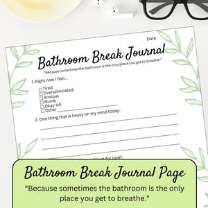 Badkamerpauzedagboek voor moeders // 1-pagina zelfzorg emotionele check-in afdrukbaar // Zachte reset voor drukke moeders // Digitale downloadprompts