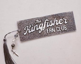 Segnalibro del Kingfisher Fan Club: ciondolo glitterato dipinto a mano, regalo fantasy per amanti dei libri