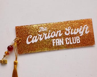 Segnalibro del Carrion Fan Club: ciondolo glitterato dipinto a mano, regalo fantasy per amanti dei libri