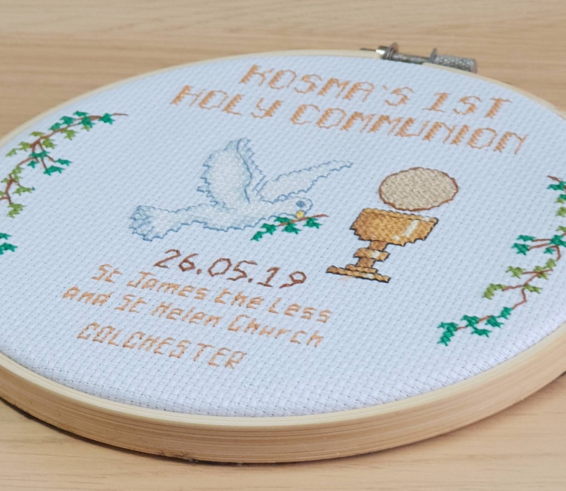 Personalised First Holy Communion Dove and Chalice Keepsake | Etsy UK
