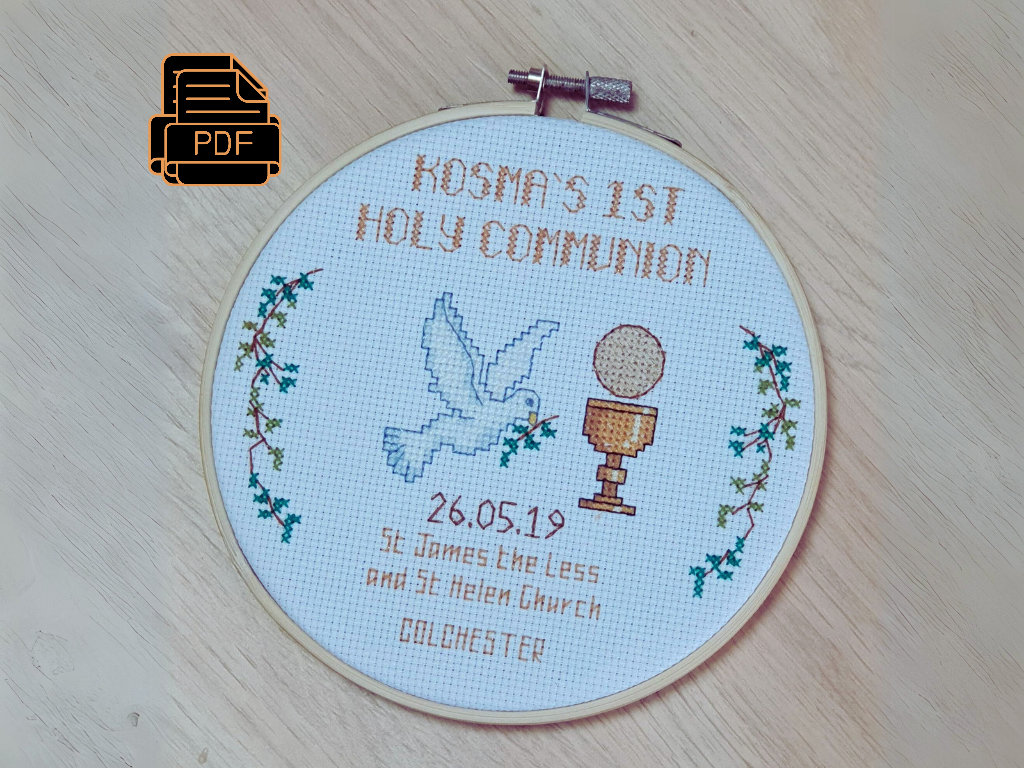 Personalised First Holy Communion Cross Stitch Pattern | DIY ...