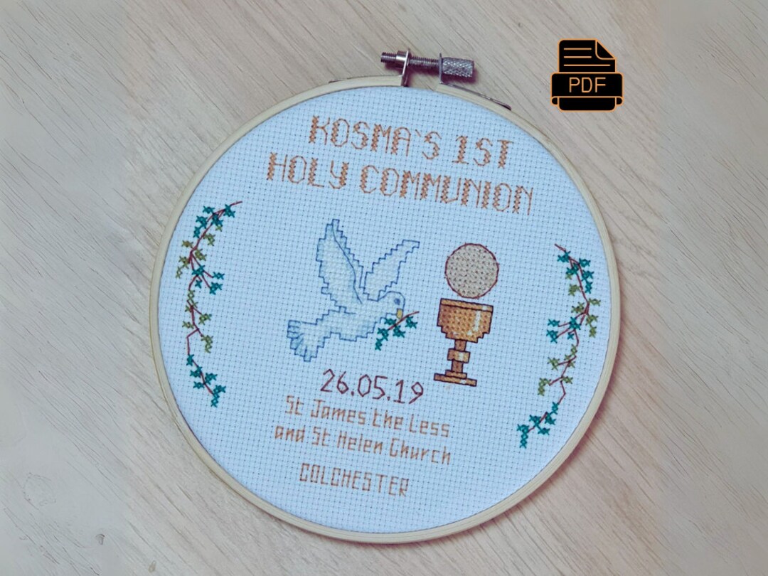 Personalised First Holy Communion Cross Stitch Pattern DIY ...